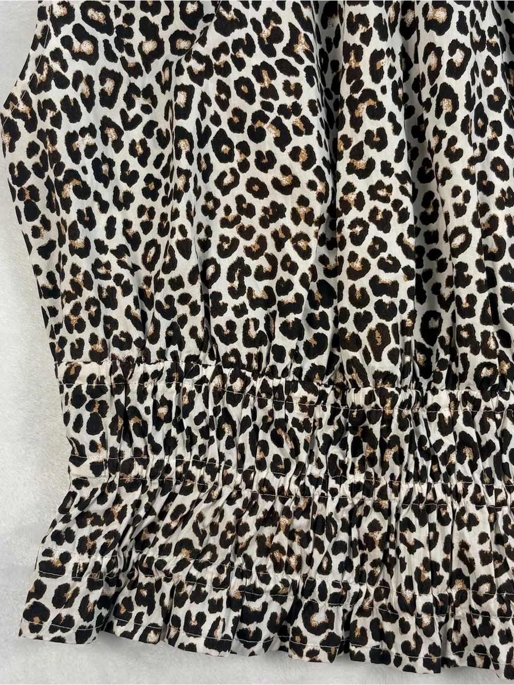 J.CREW Hyacinth Leopard Print Smocked Waist Sleeveless Cotton Top Small